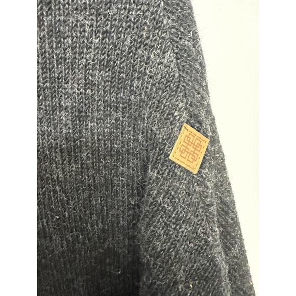 Virblatt Wool Hooded Poncho Brown Black Lining Pullover Drawstring Nepal L/XL - Picture 7 of 12